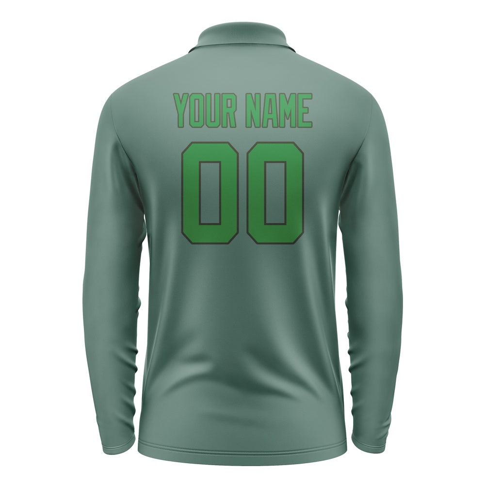Custom Blue Green Emerald Green Long Sleeve Polo Shirt