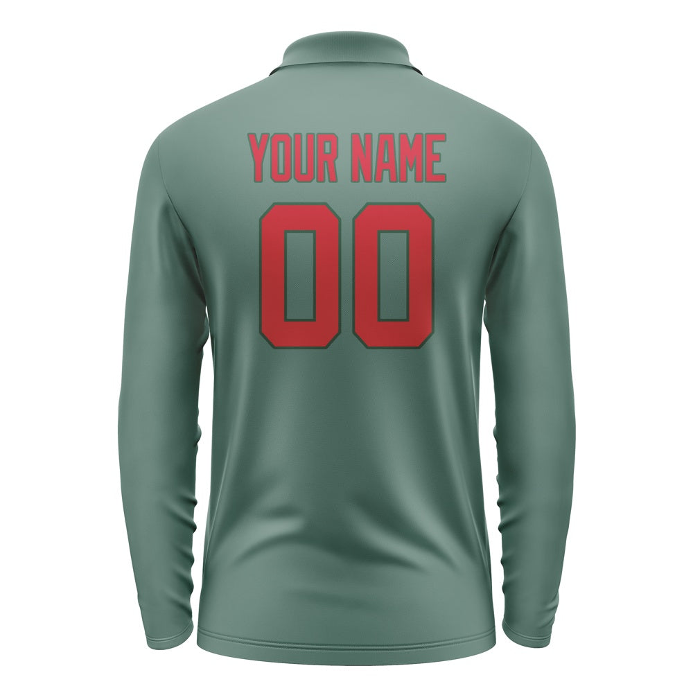 Custom Blue Green Red Long Sleeve Polo Shirt