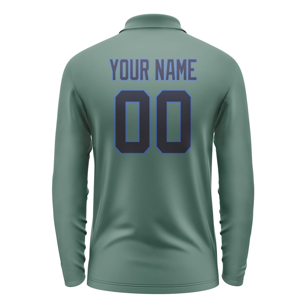 Custom Blue Green Navy Long Sleeve Polo Shirt