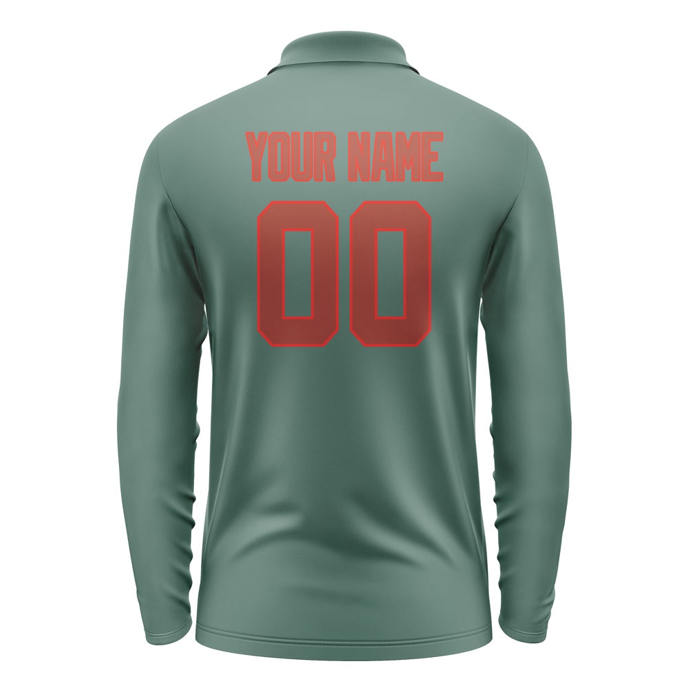 Custom Blue Green Coral Red Long Sleeve Polo Shirt