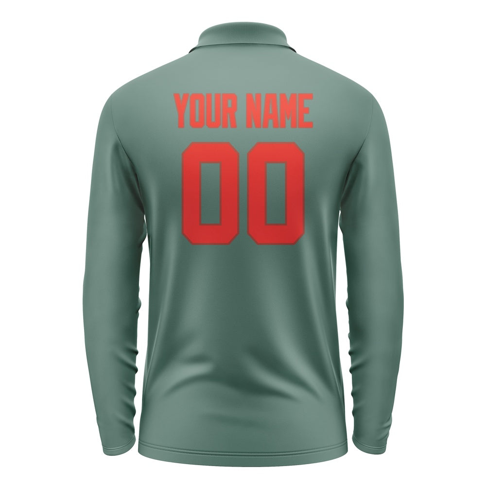 Custom Blue Green Orange Red Long Sleeve Polo Shirt