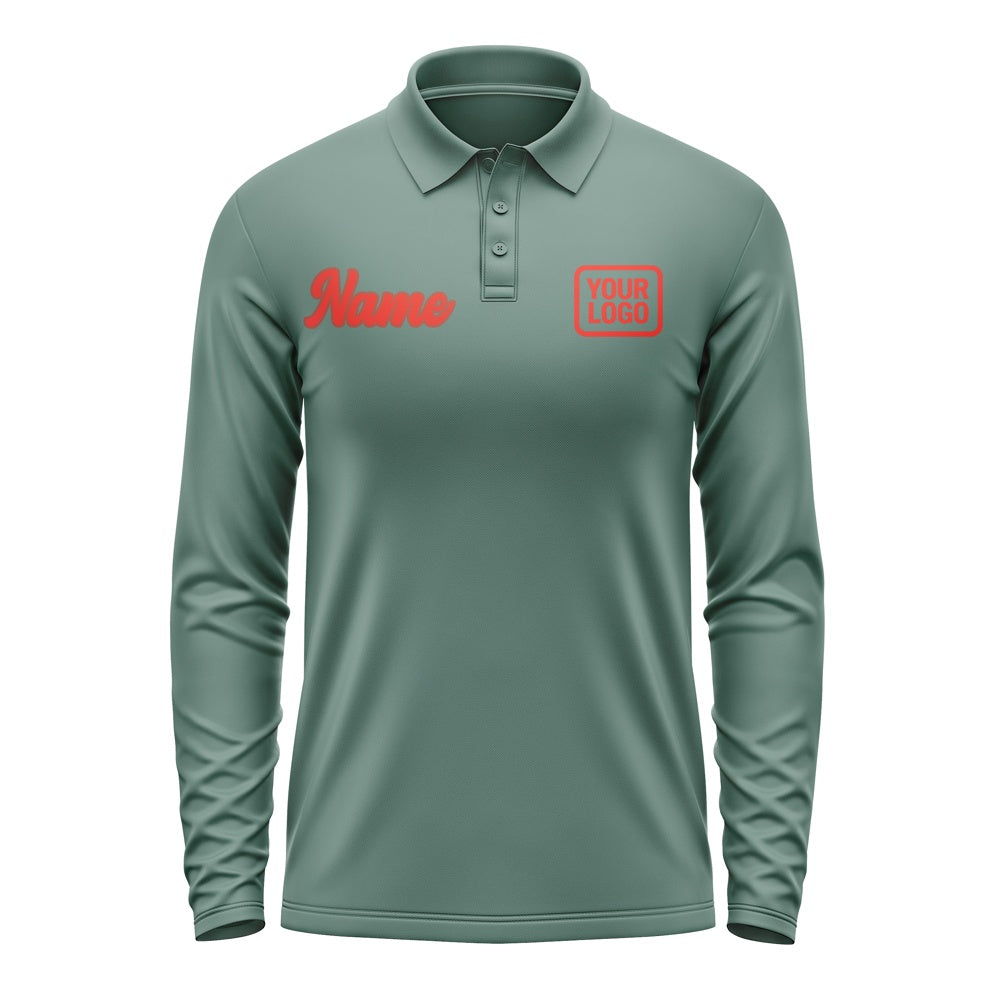 Custom Blue Green Orange Red Long Sleeve Polo Shirt