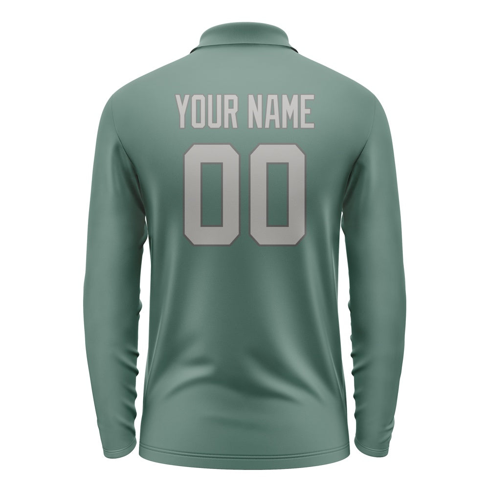 Custom Blue Green Gray Long Sleeve Polo Shirt