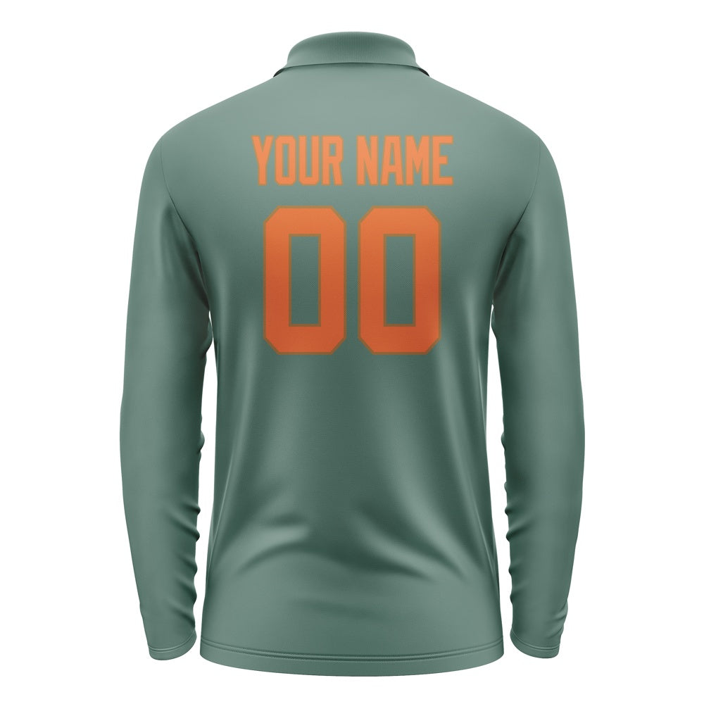 Custom Blue Green Orange Long Sleeve Polo Shirt
