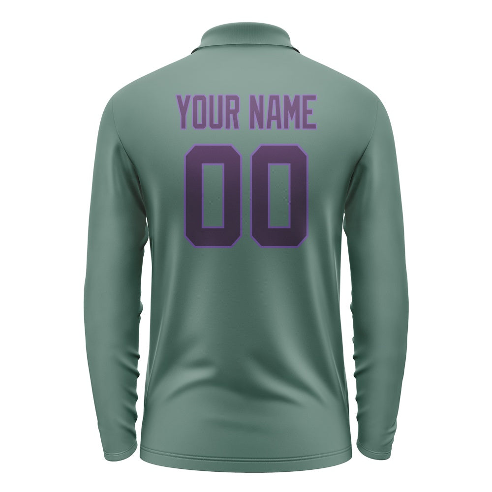 Custom Blue Green Purple Long Sleeve Polo Shirt