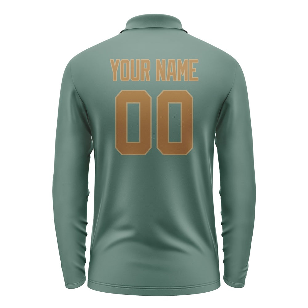 Custom Blue Green Khaki Long Sleeve Polo Shirt