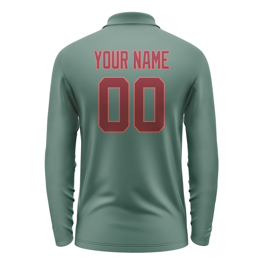 Custom Blue Green Crimson Red Long Sleeve Polo Shirt