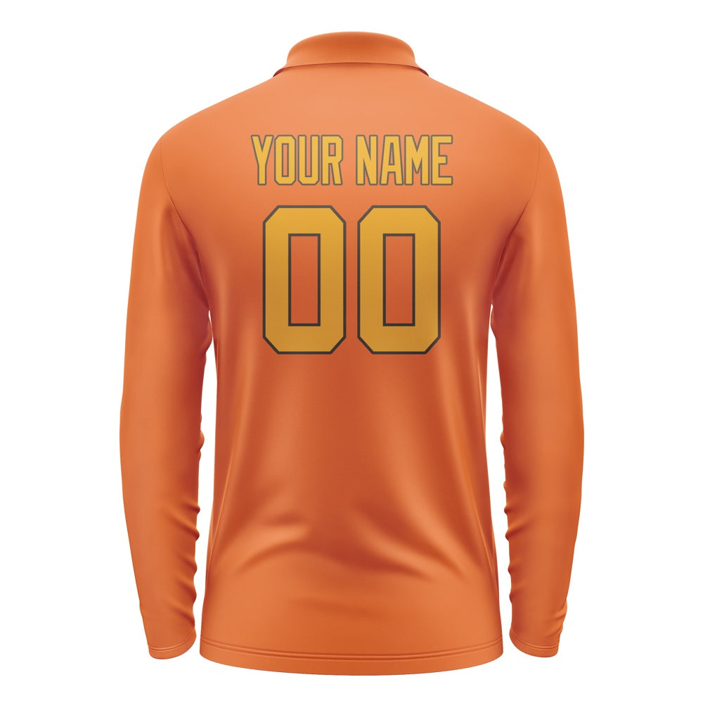 Custom Orange Yellow Long Sleeve Polo Shirt