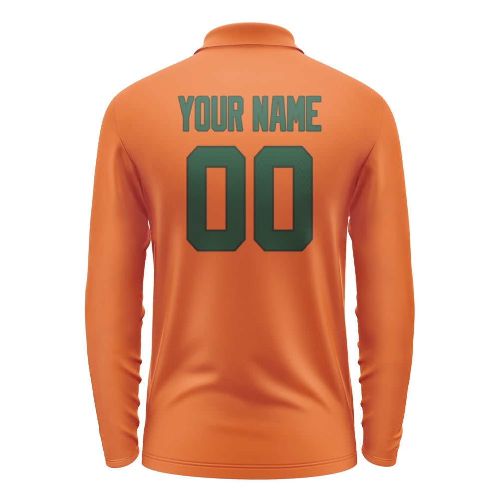 Custom Orange Green Long Sleeve Polo Shirt