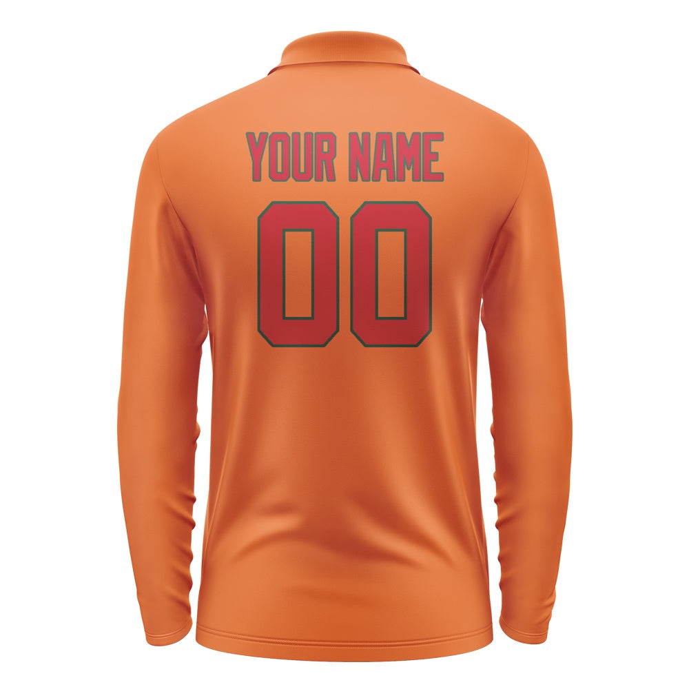 Custom Orange Red Long Sleeve Polo Shirt