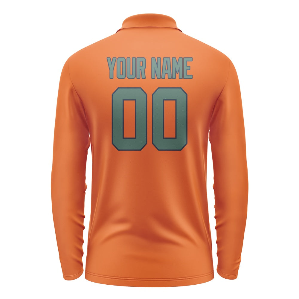 Custom Orange Blue Green Long Sleeve Polo Shirt
