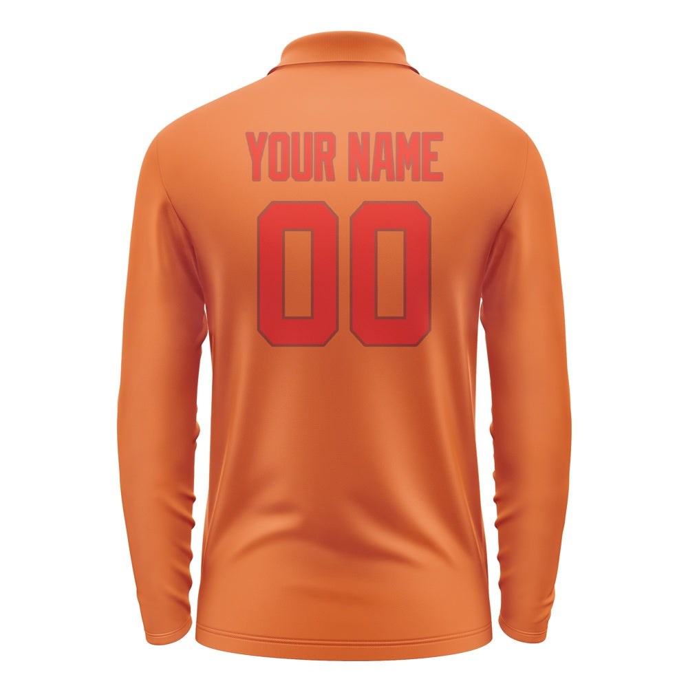 Custom Orange Orange Red Long Sleeve Polo Shirt