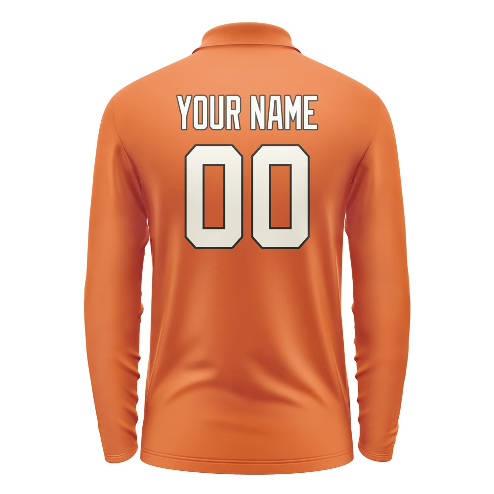 Custom Orange Cream Long Sleeve Polo Shirt