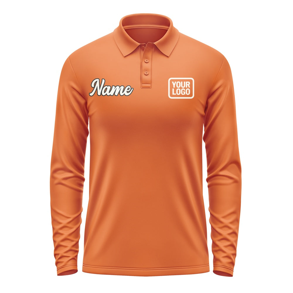 Custom Orange Cream Long Sleeve Polo Shirt