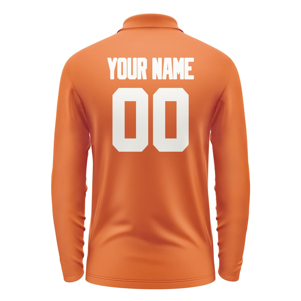 Custom Orange White Long Sleeve Polo Shirt