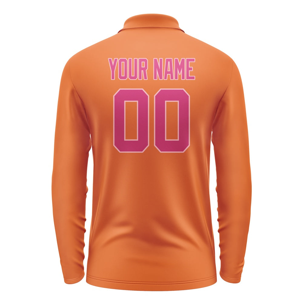 Custom Orange Pink Long Sleeve Polo Shirt