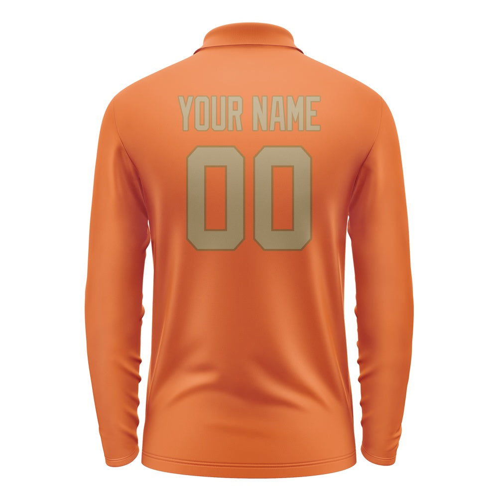 Custom Orange Light Khaki Long Sleeve Polo Shirt