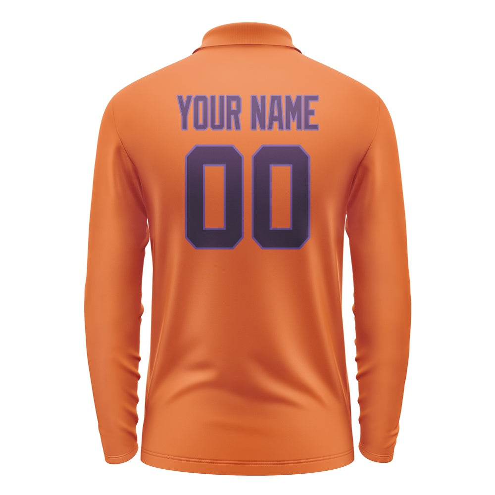 Custom Orange Purple Long Sleeve Polo Shirt