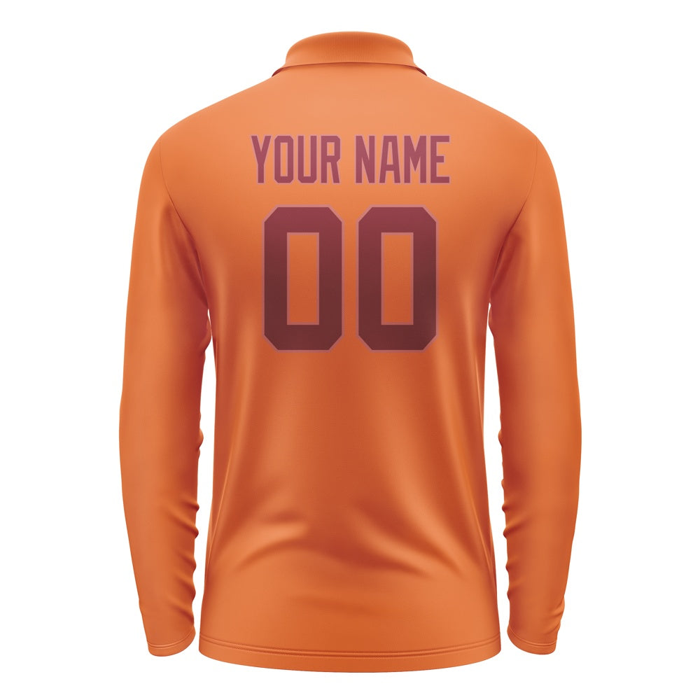 Custom Orange Crimson Red Long Sleeve Polo Shirt