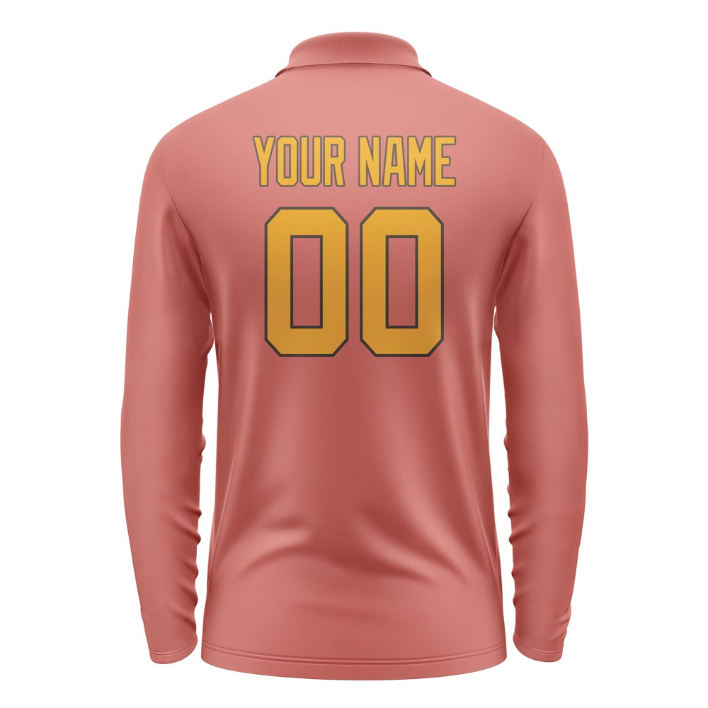 Custom Copper Rose Yellow Long Sleeve Polo Shirt