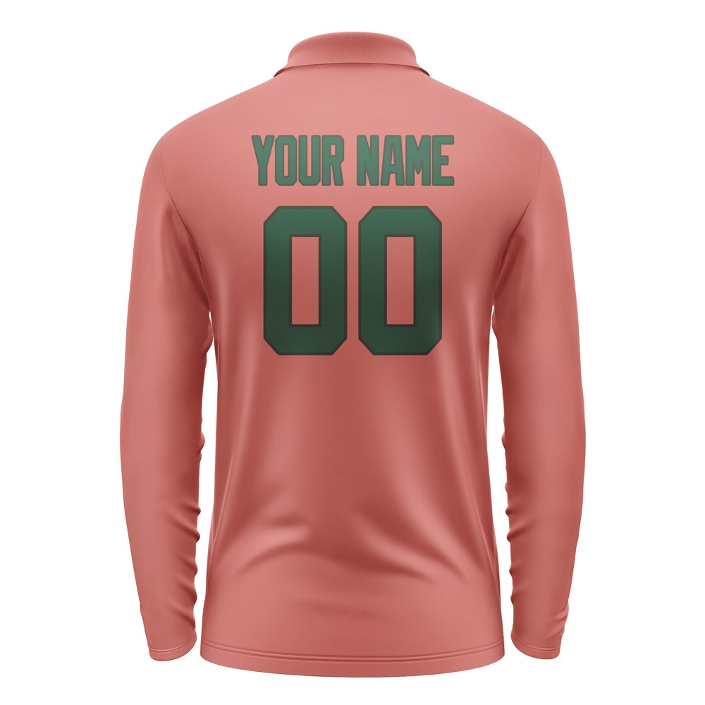 Custom Copper Rose Green Long Sleeve Polo Shirt