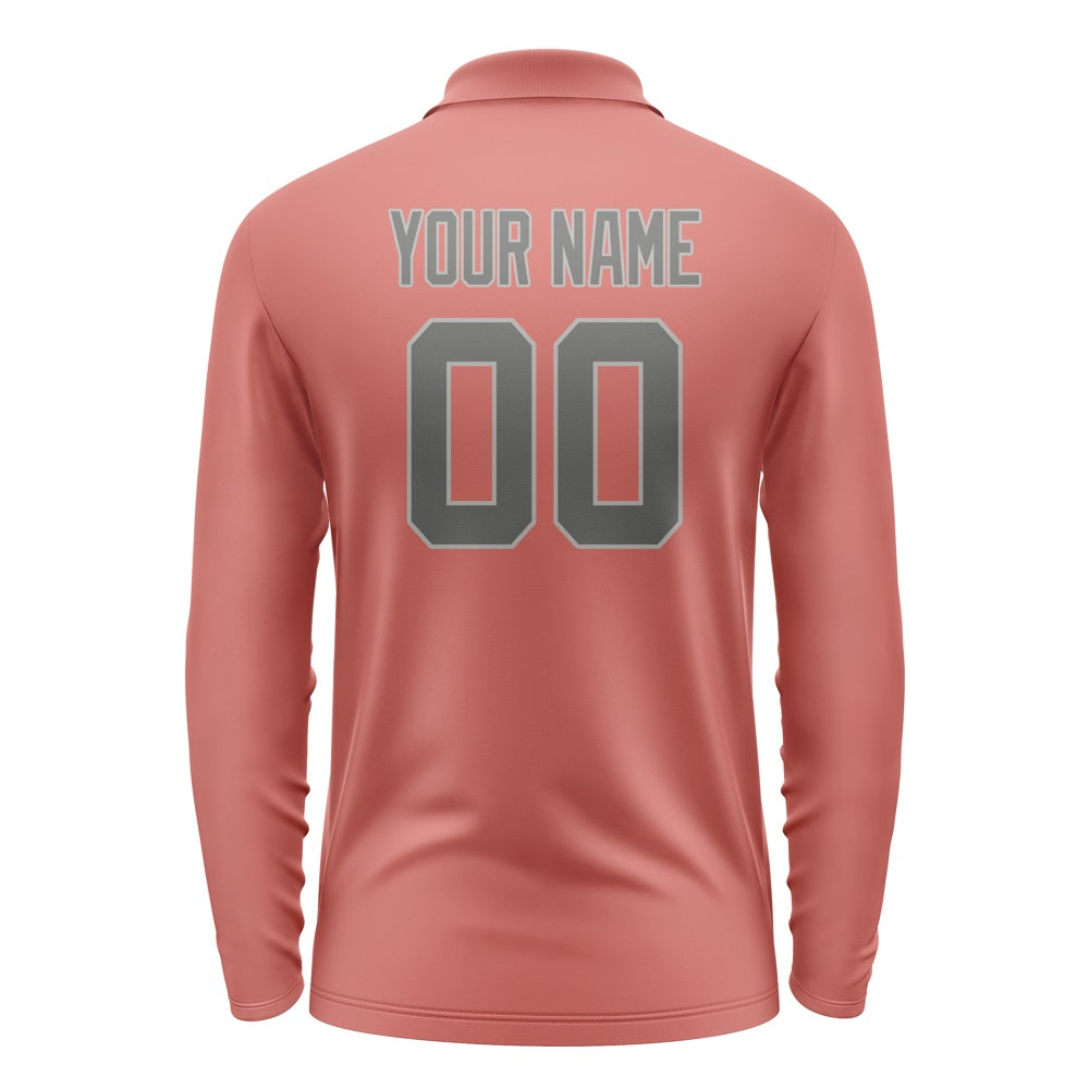 Custom Copper Rose Dark Grey Long Sleeve Polo Shirt