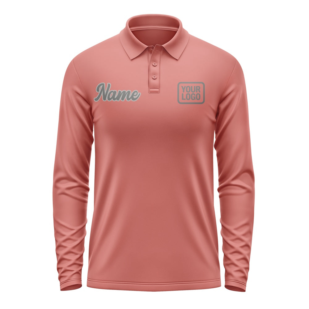 Custom Copper Rose Dark Grey Long Sleeve Polo Shirt