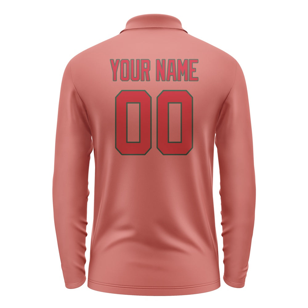 Custom Copper Rose Red Long Sleeve Polo Shirt