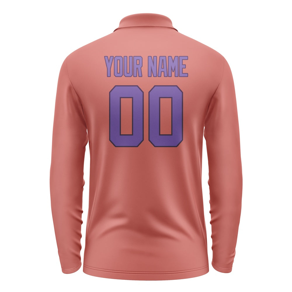Custom Copper Rose Light Purple Long Sleeve Polo Shirt