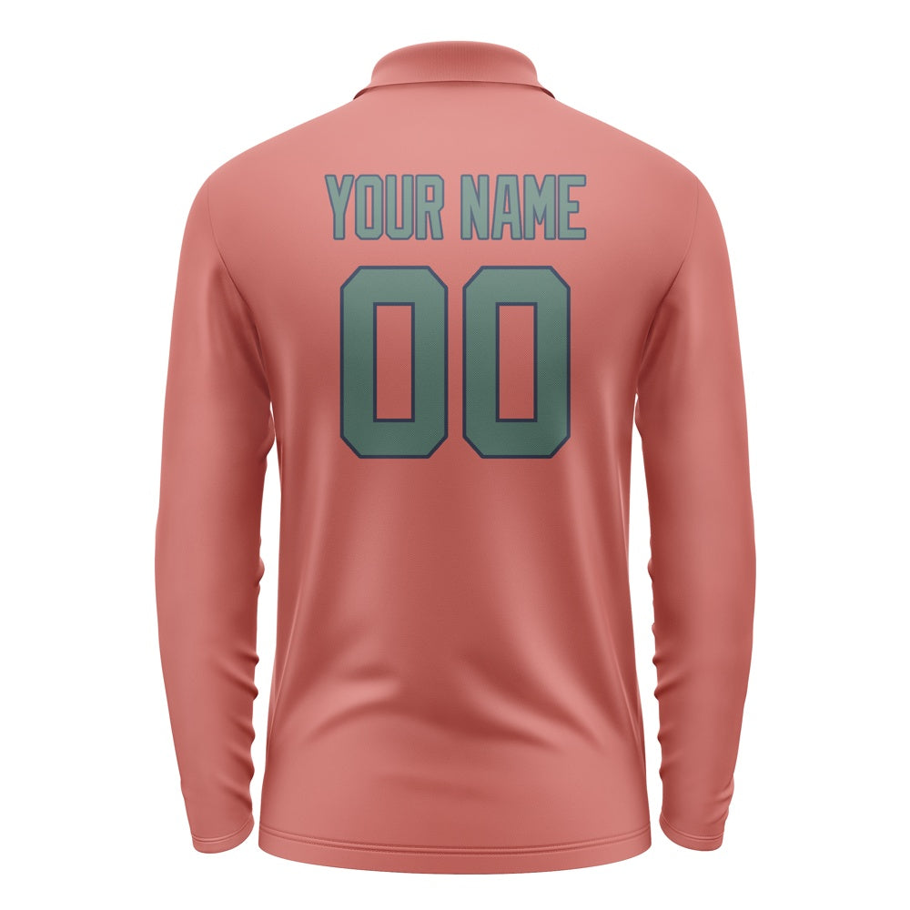 Custom Copper Rose Blue Green Long Sleeve Polo Shirt