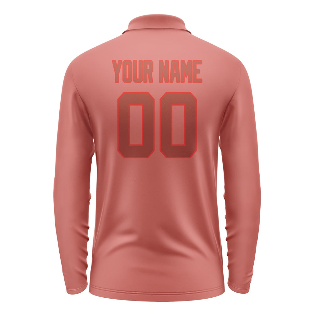 Custom Copper Rose Coral Red Long Sleeve Polo Shirt