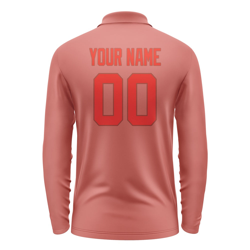 Custom Copper Rose Orange Red Long Sleeve Polo Shirt