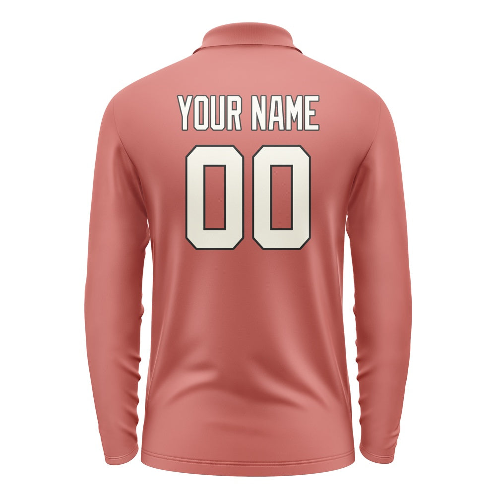 Custom Copper Rose Cream Long Sleeve Polo Shirt