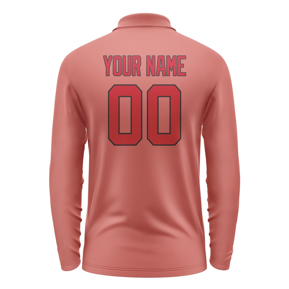 Custom Copper Rose Red Long Sleeve Polo Shirt