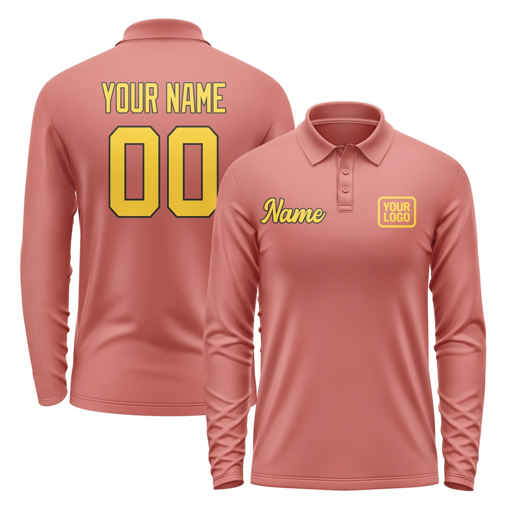 Custom Copper Rose Gold Long Sleeve Polo Shirt