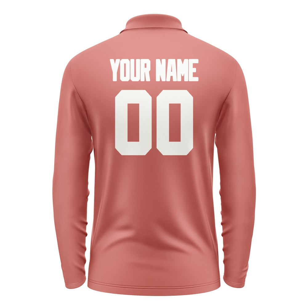 Custom Copper Rose White Long Sleeve Polo Shirt
