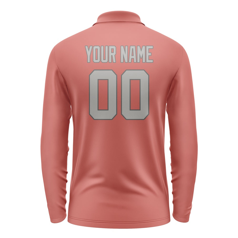 Custom Copper Rose Gray Long Sleeve Polo Shirt