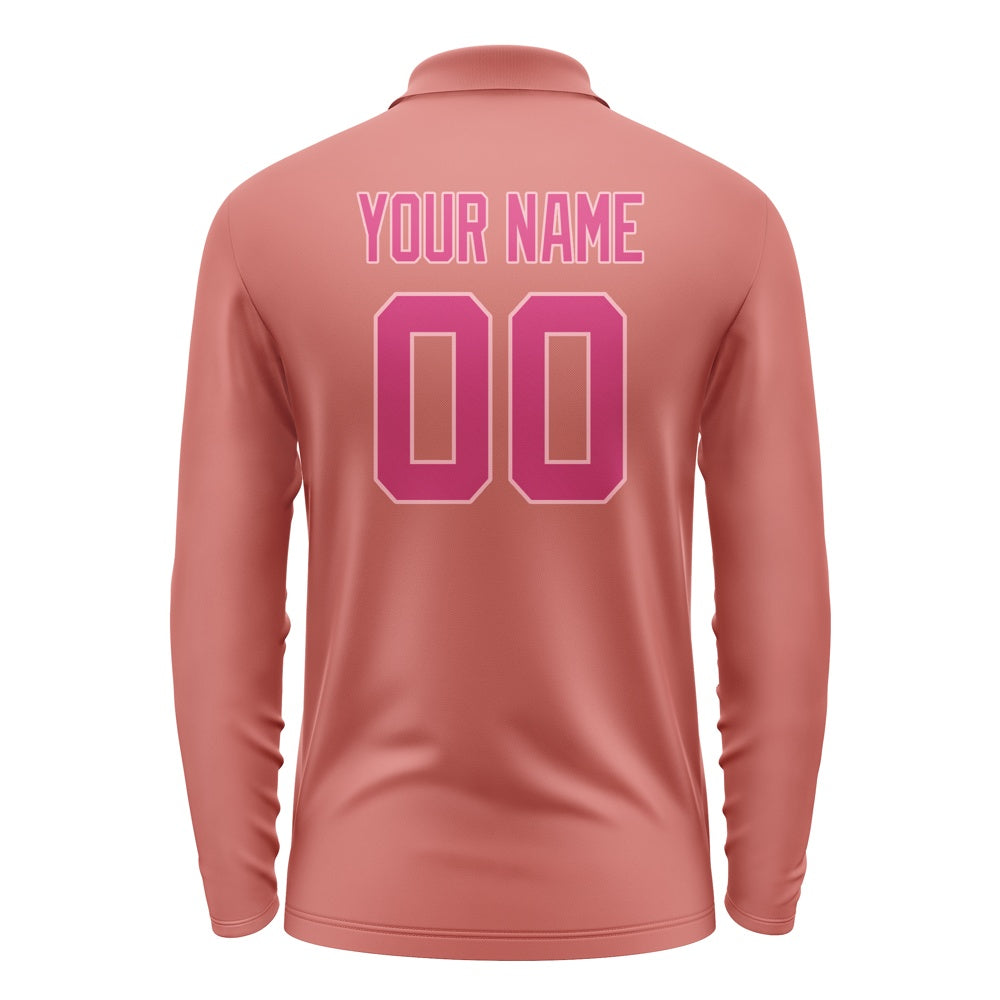 Custom Copper Rose Pink Long Sleeve Polo Shirt