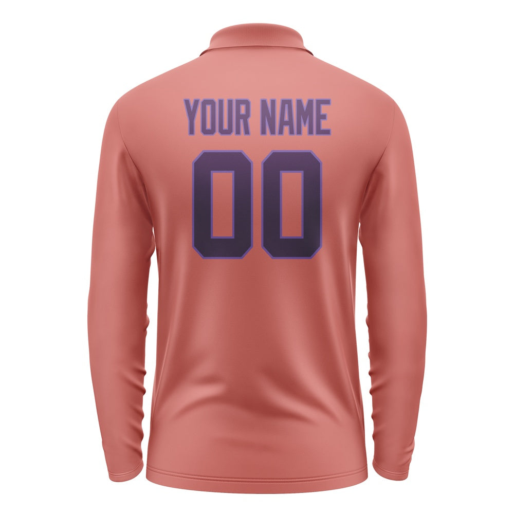 Custom Copper Rose Purple Long Sleeve Polo Shirt