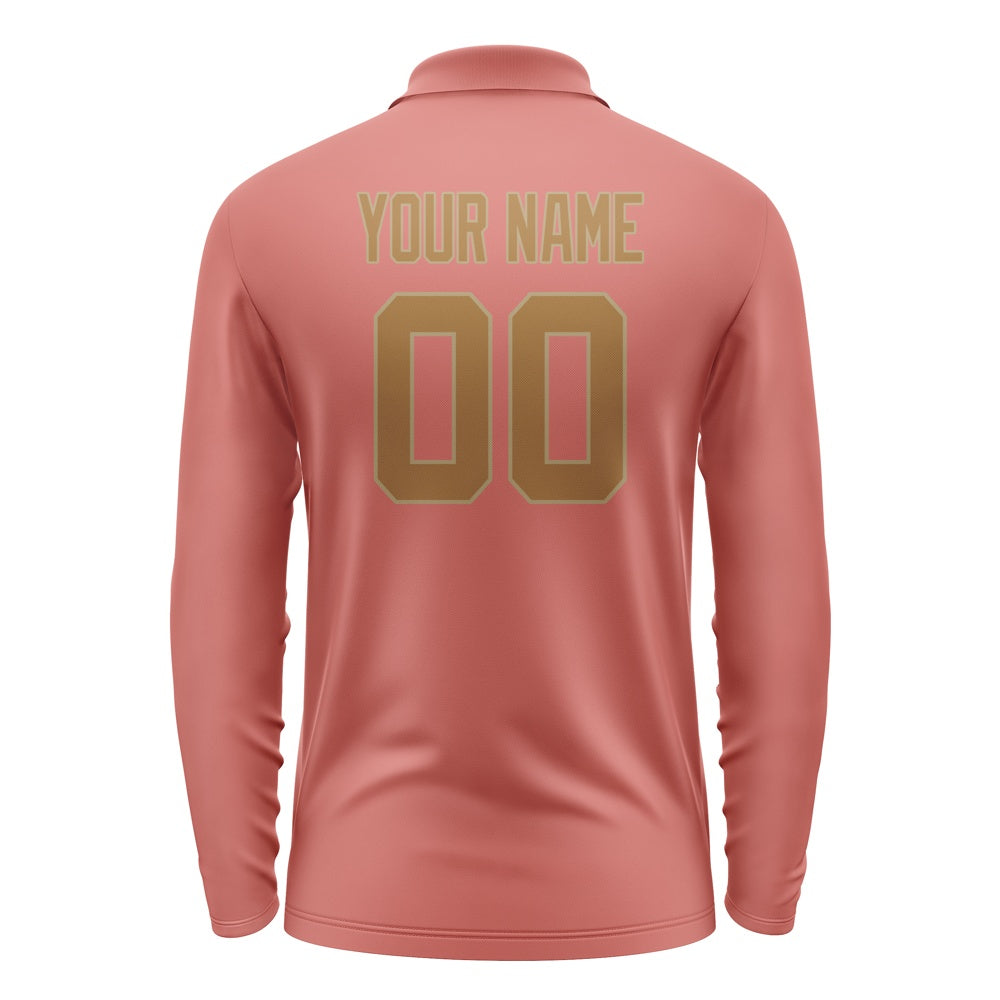 Custom Copper Rose Khaki Long Sleeve Polo Shirt