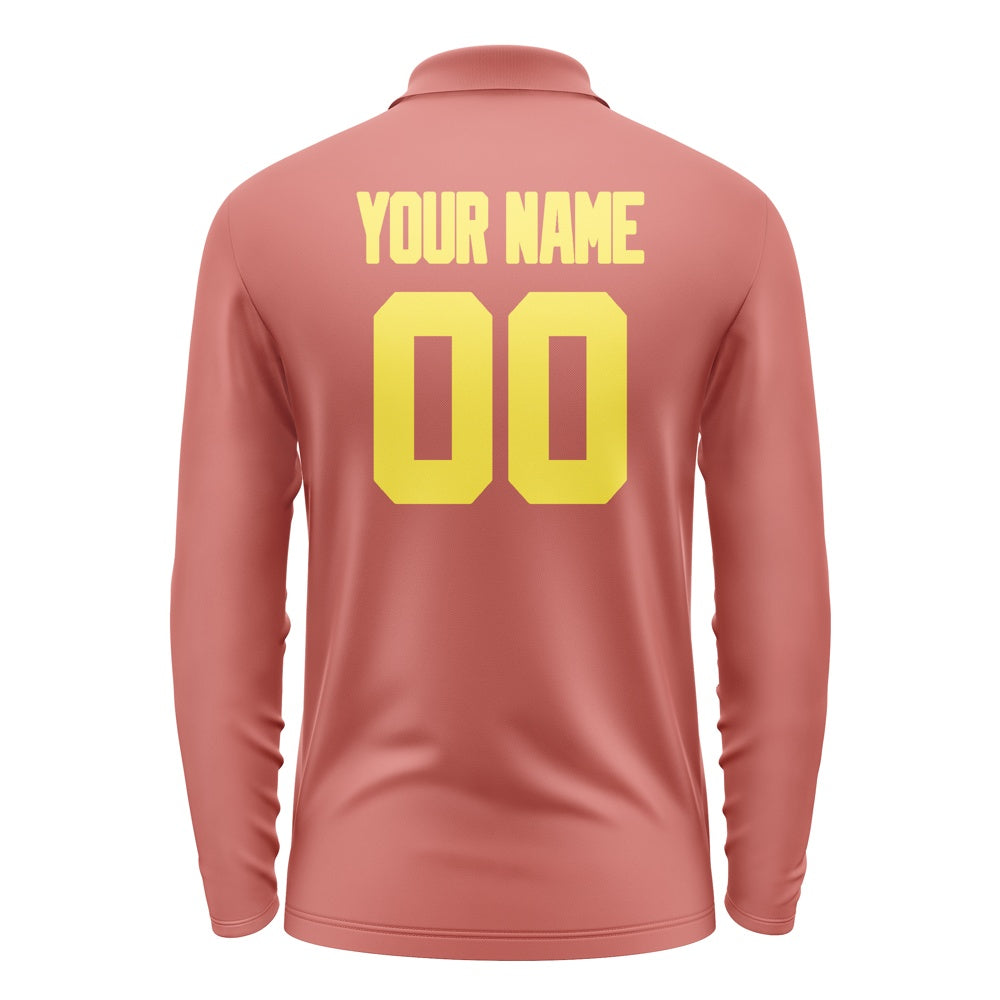 Custom Copper Rose Light Yellow Long Sleeve Polo Shirt