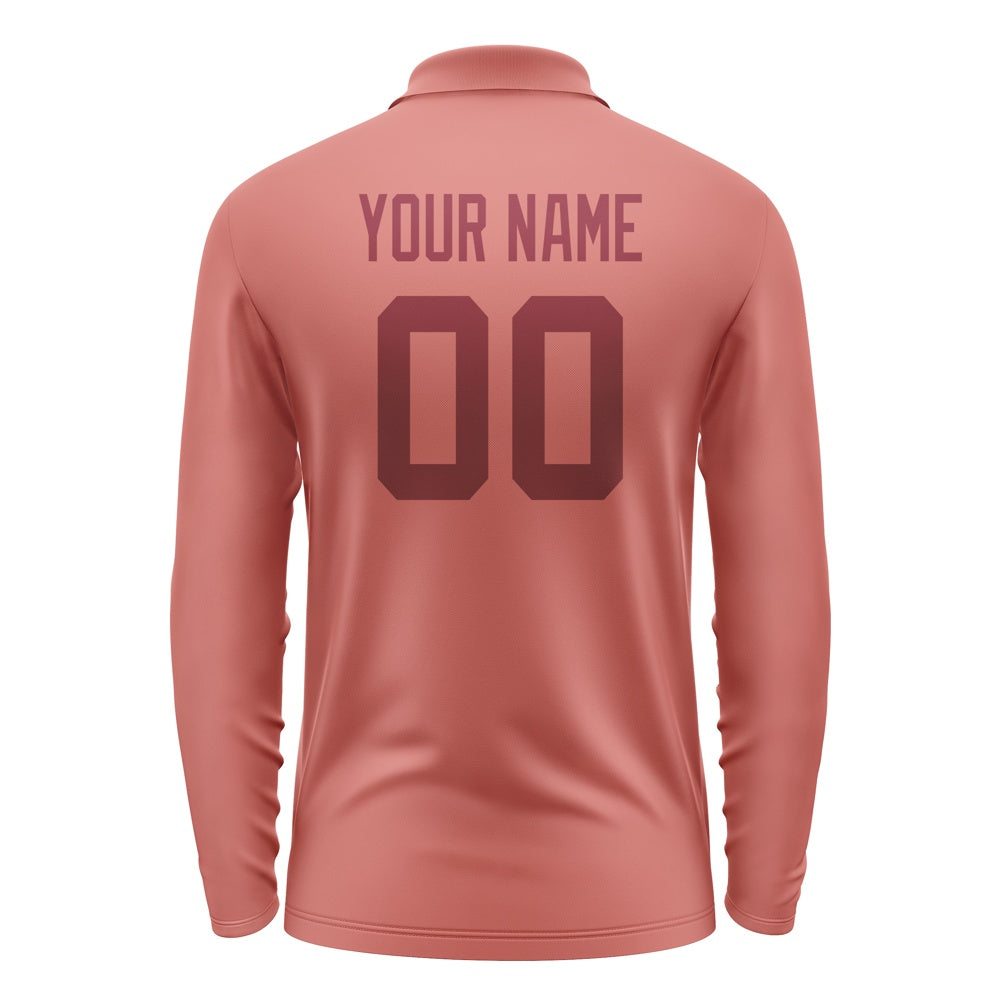 Custom Copper Rose Crimson Red Long Sleeve Polo Shirt