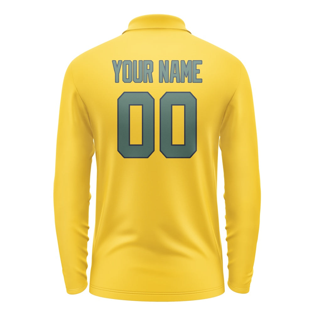 Custom Gold Blue Green Long Sleeve Polo Shirt