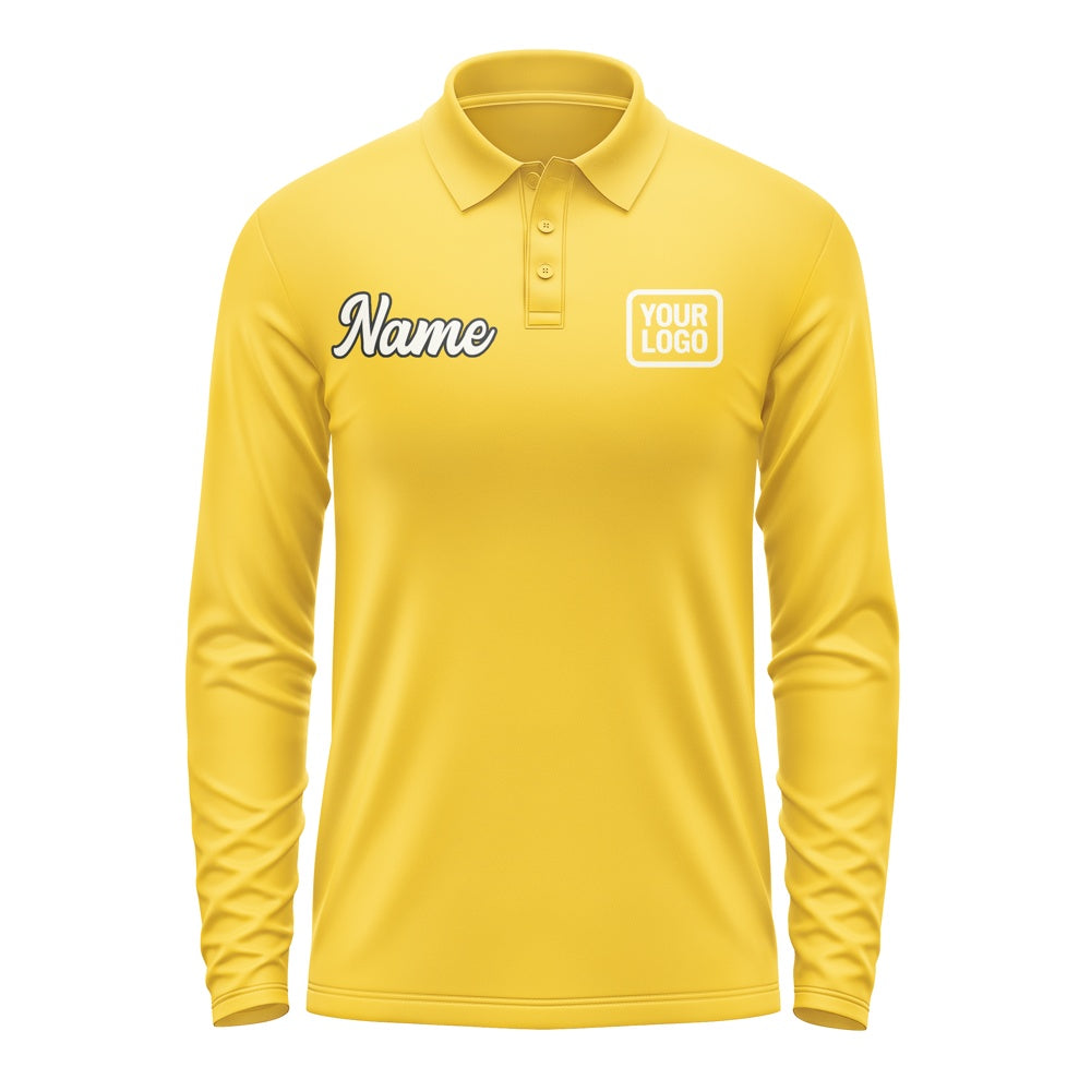 Custom Gold Cream Long Sleeve Polo Shirt