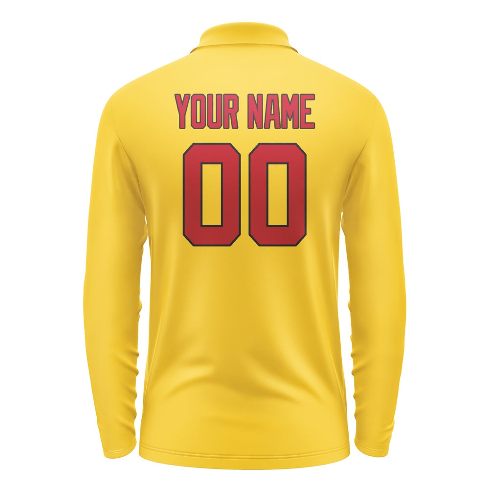 Custom Gold Red Long Sleeve Polo Shirt