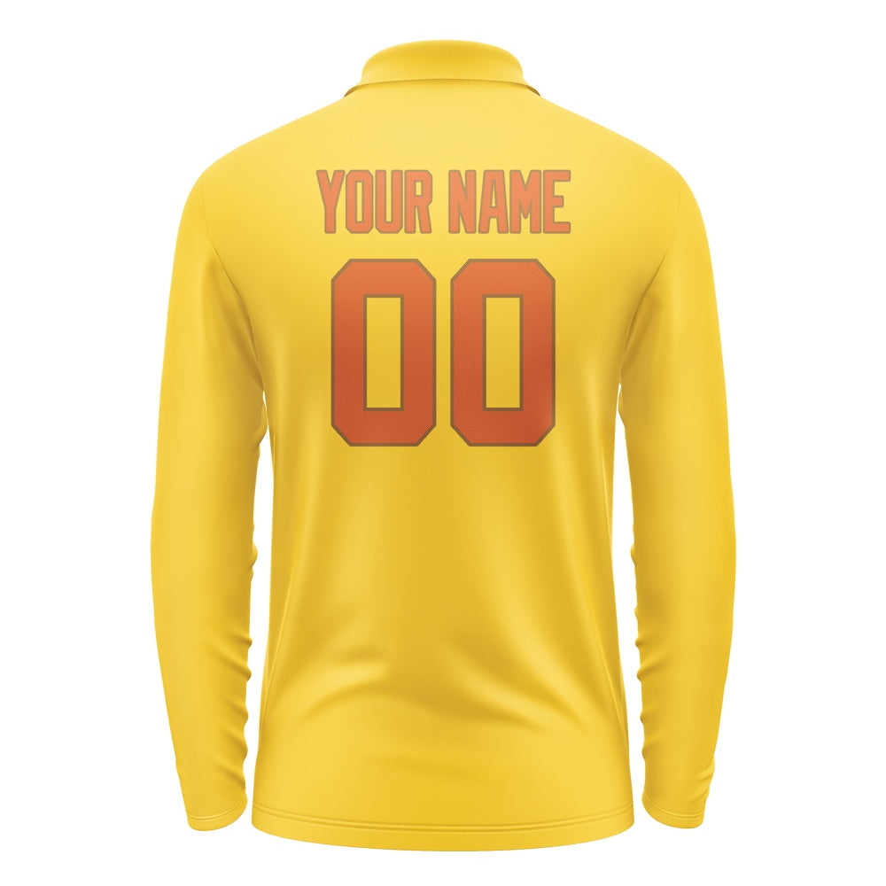 Custom Gold Orange Long Sleeve Polo Shirt