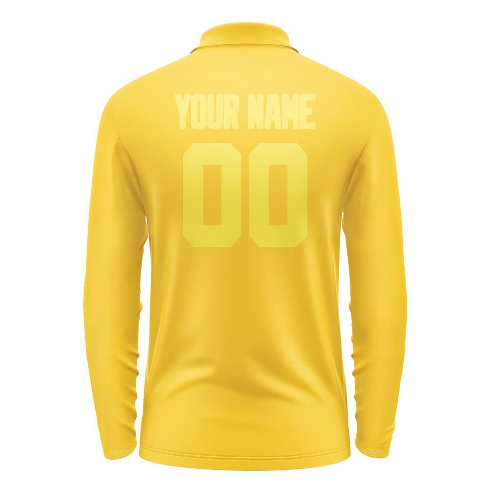 Custom Gold Light Yellow Long Sleeve Polo Shirt