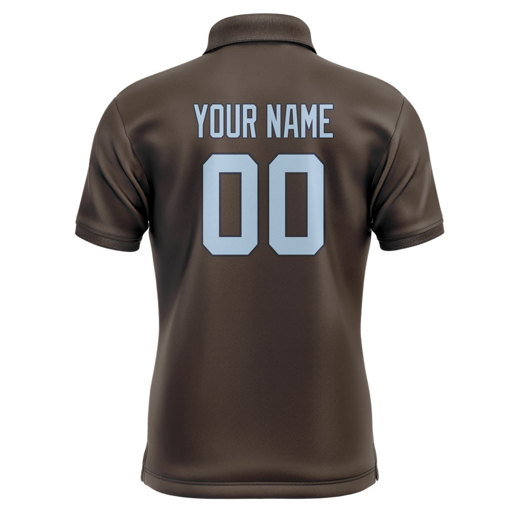Custom Brown Light Blue Short-Sleeve Polo Shirt