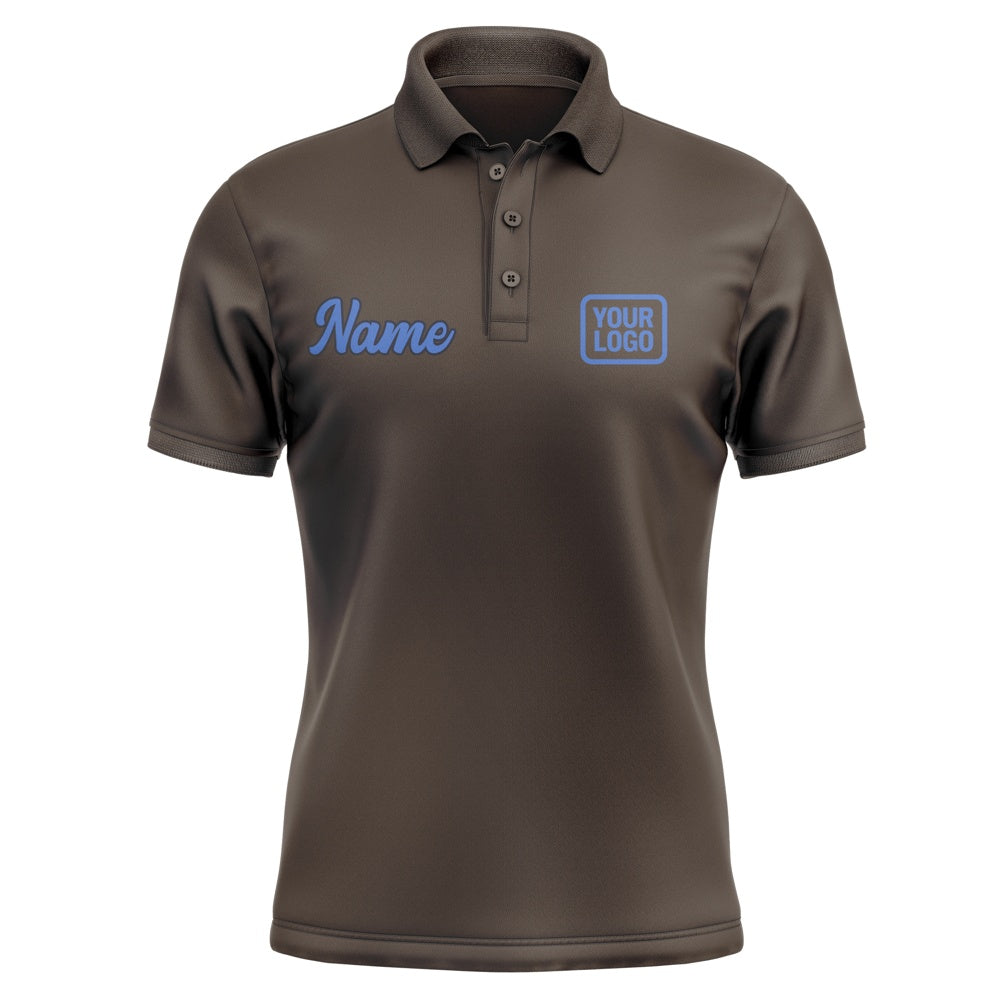 Custom Brown Sky Blue Short-Sleeve Polo Shirt
