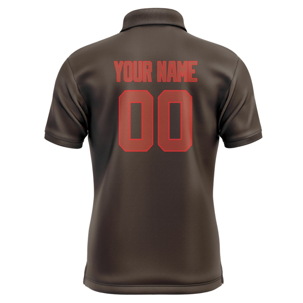 Custom Brown Coral Red Short-Sleeve Polo Shirt